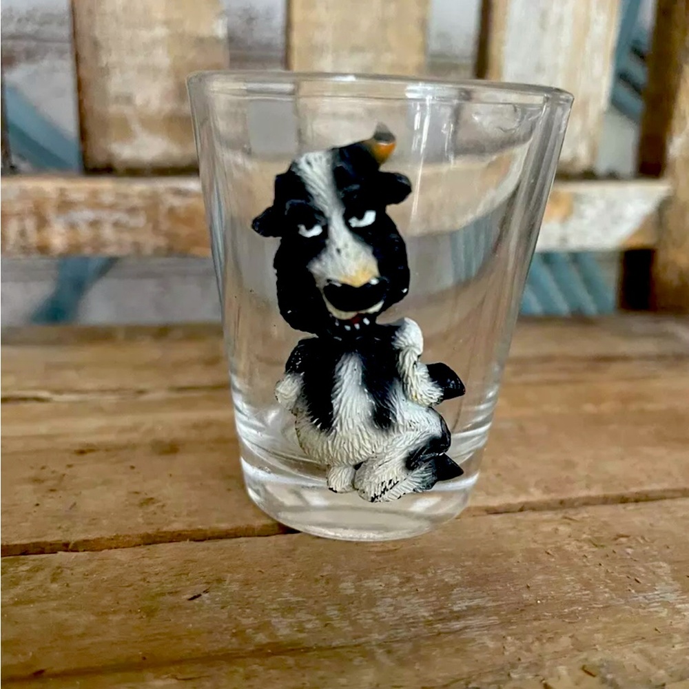3-D Cow Shot Glass W/Small Defect